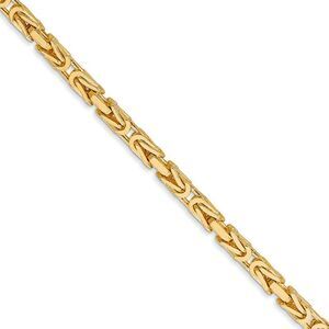 2.5mm, 14k Yellow Gold, Solid Byzantine Chain Necklace, 24 Inch